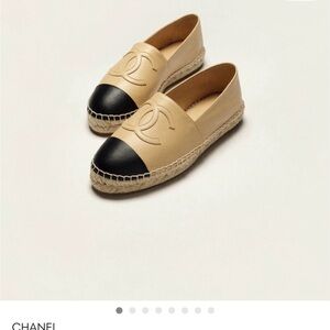 CHANEL Tan and Black Espadrilles